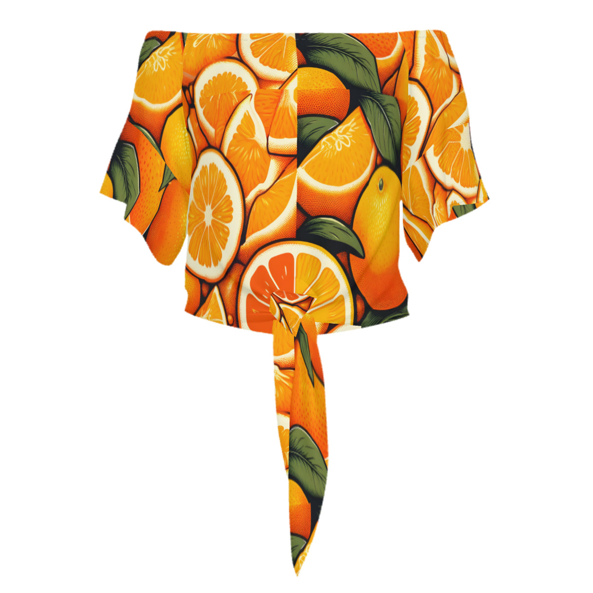 Orange One-Shoulder Tie Short Sleeves
