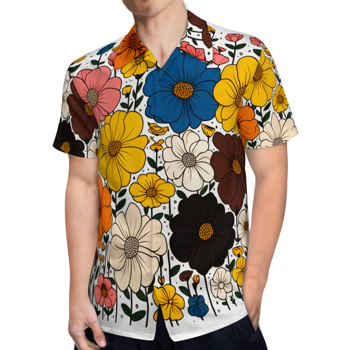 Metallic Leaf Art  Short Sleeves Men's Shirt
