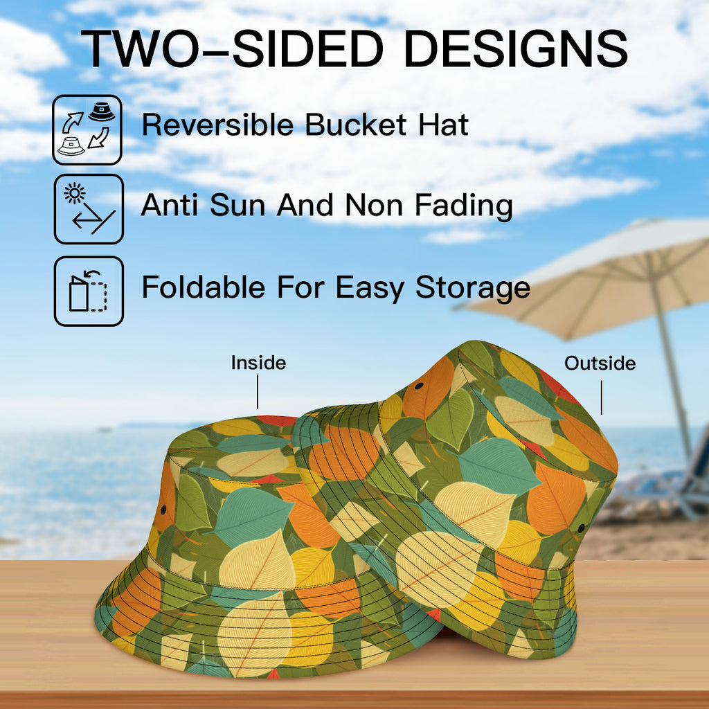 Autumn Floral Double-Sided Unisex Polyester Bucket Hat