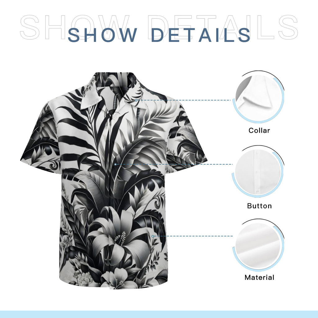 Tropical Black And White Short Sleeves Men's Shirt