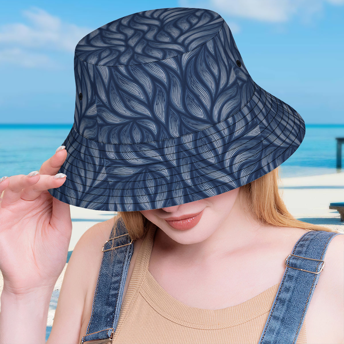 Abstract Denim Double-Sided Unisex Polyester Bucket Hat