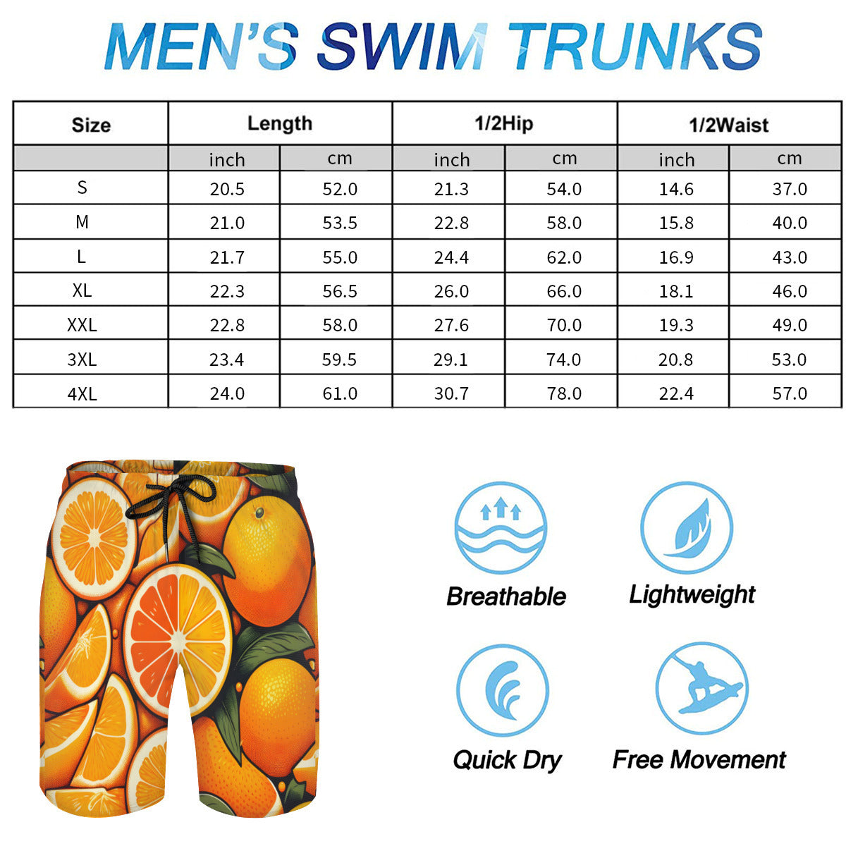 Orange Men's Beach Shorts (Not Mesh Lined) | Polyester