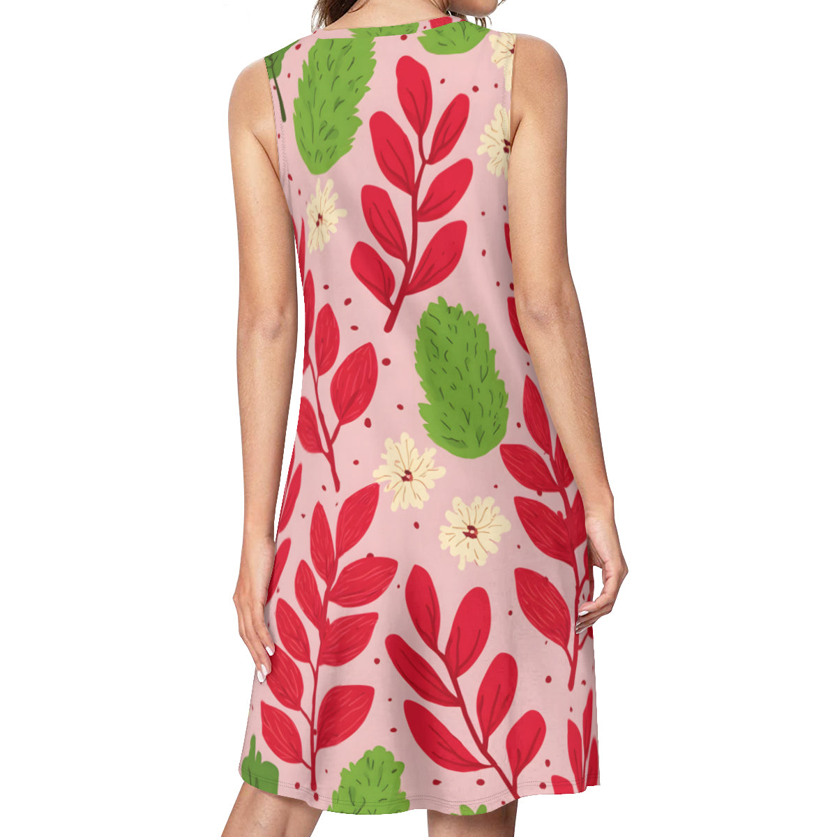Pink Flowers Women's Casual Dress | Polyester