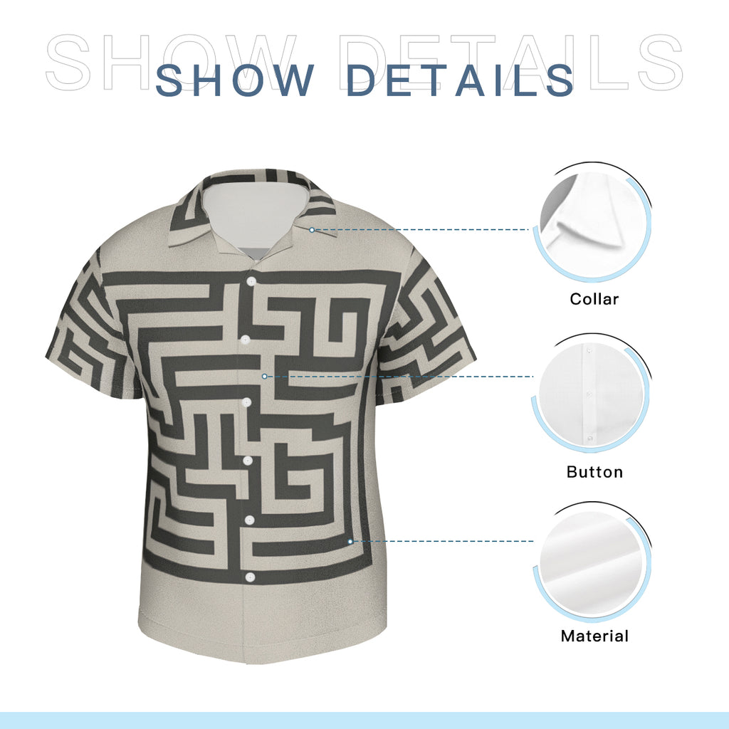 Minimalistic Geometric Short Sleeves Men's Shirt