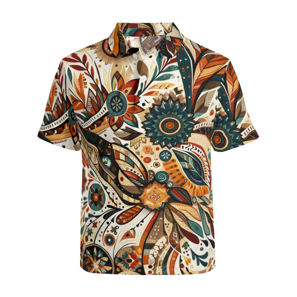 Abstract Brown Men's Premium European Size POLO Shirt | 95% Polyester+5% Spandex
