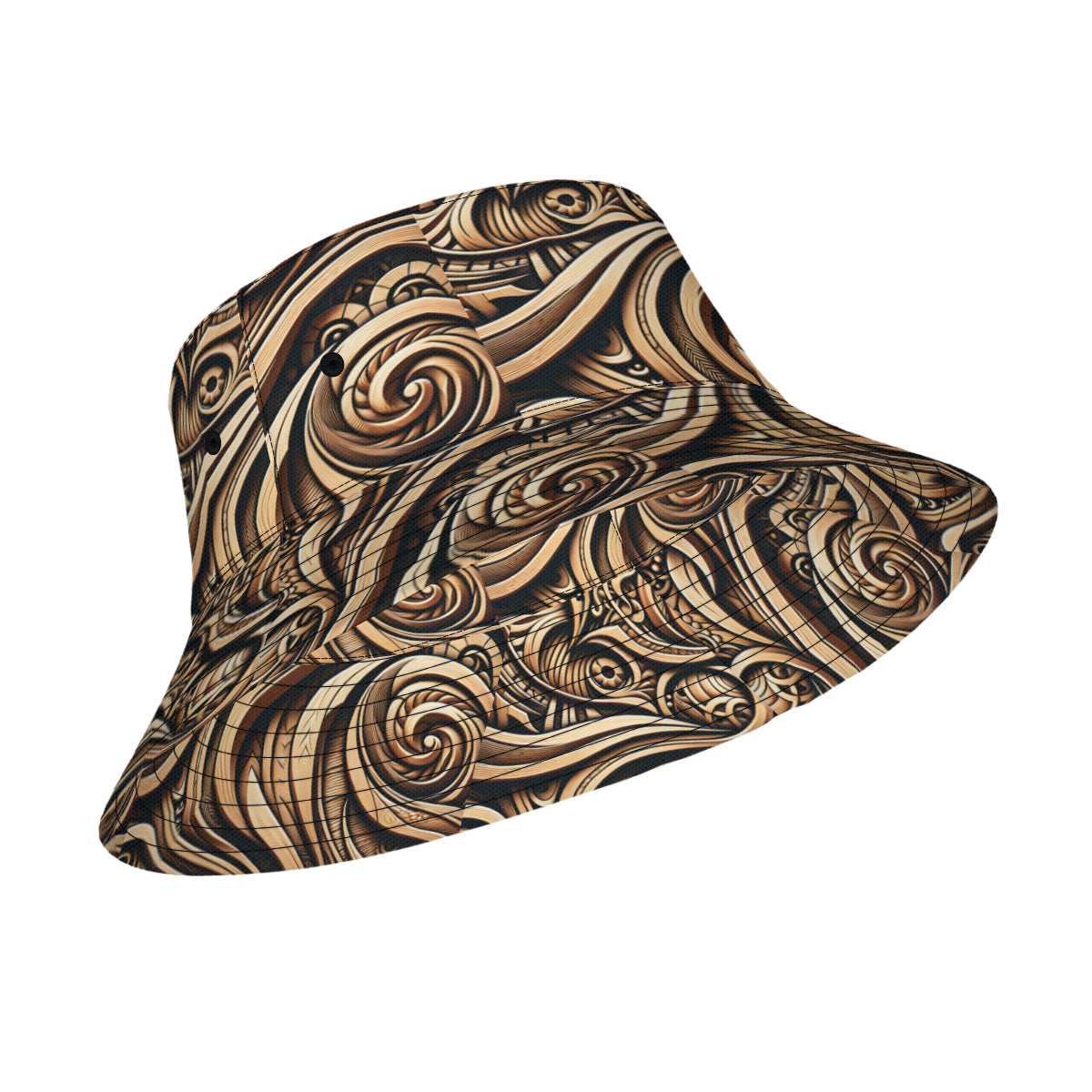Abstract Wooden Pattern Double-Sided Unisex Polyester Bucket Hat