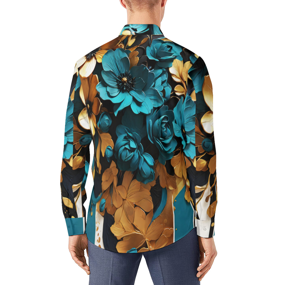 Abstract 3D Floral Long Sleeves Men's Shirt