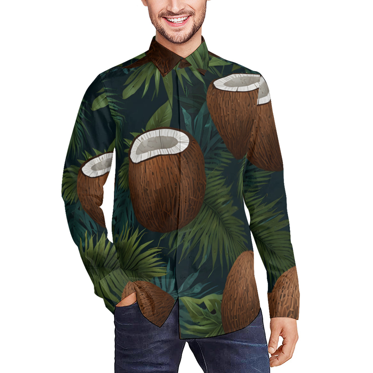 Tropical Coconut Long Sleeves Men's Shirt