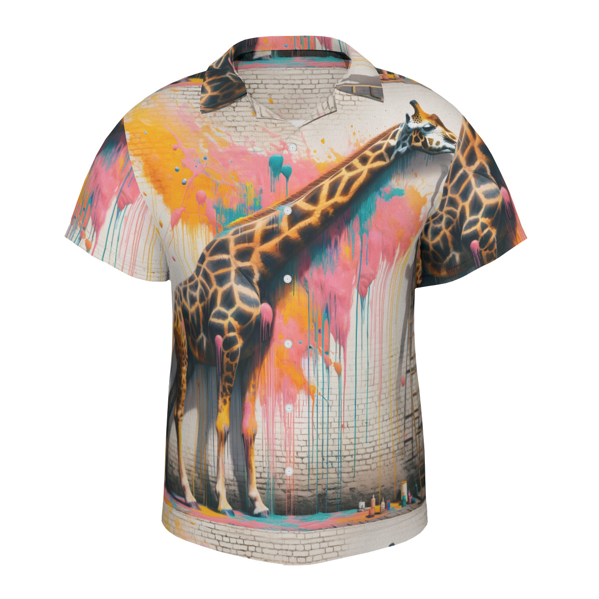 Giraffe Painting Short Sleeves Men's Shirt
