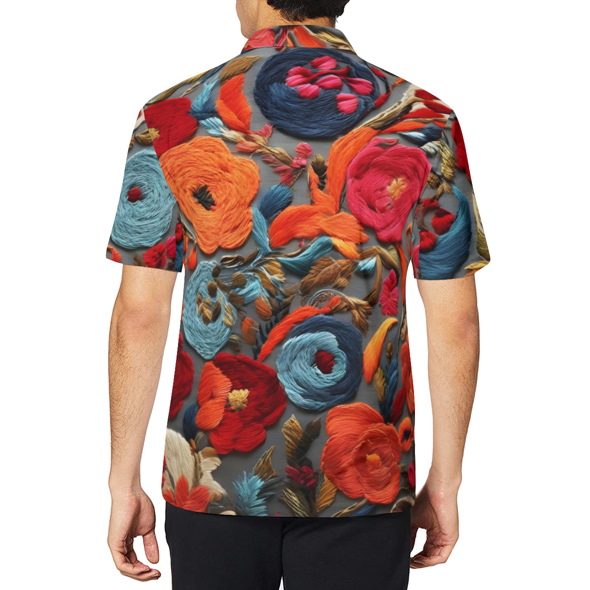 Flowers Men's Premium European Size POLO Shirt | 95% Polyester+5% Spandex