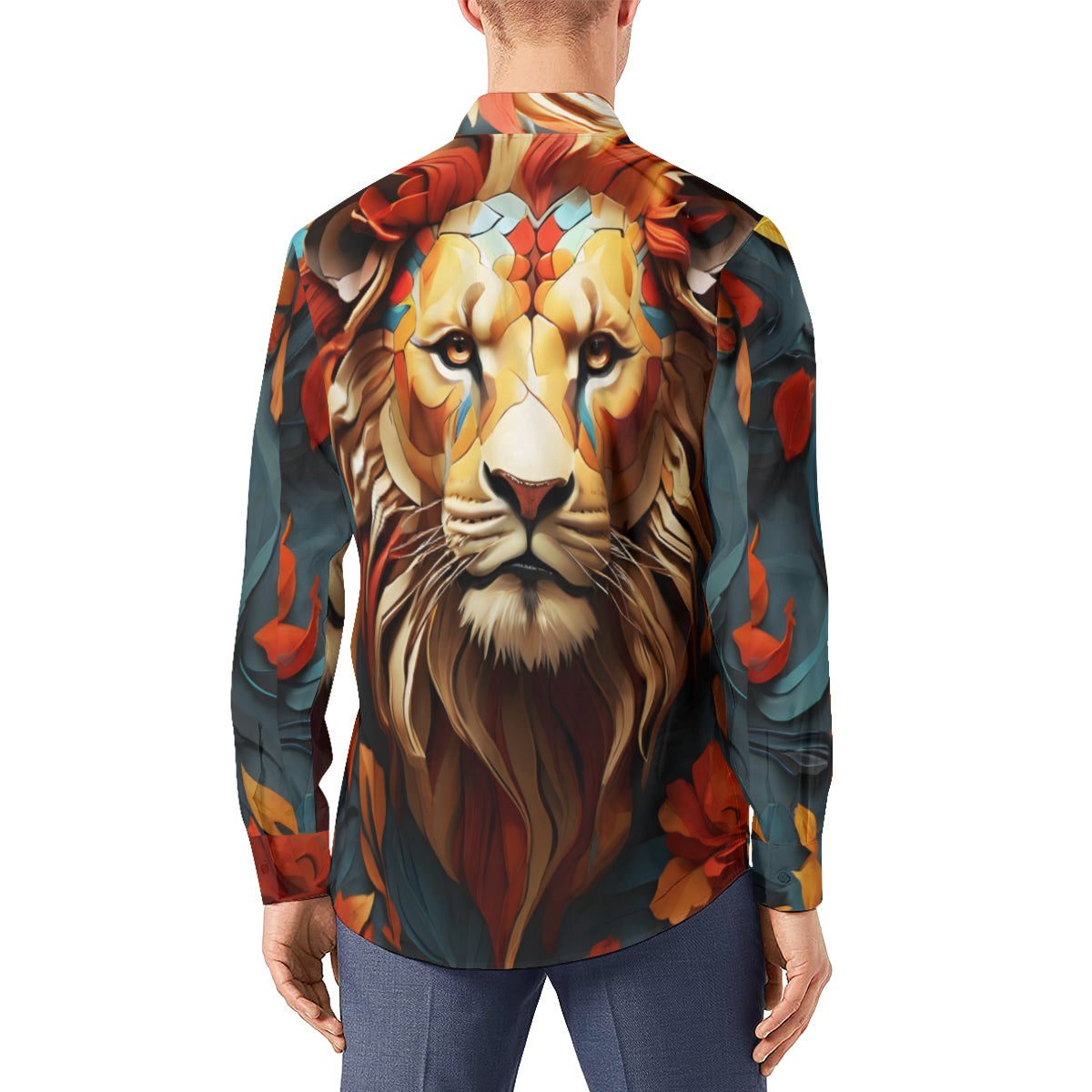 Lion Men's Classic Long-Sleeved Shirt | Polyester