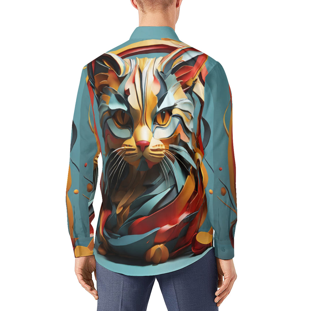 Abstract Cat Long Sleeves Men's Shirt