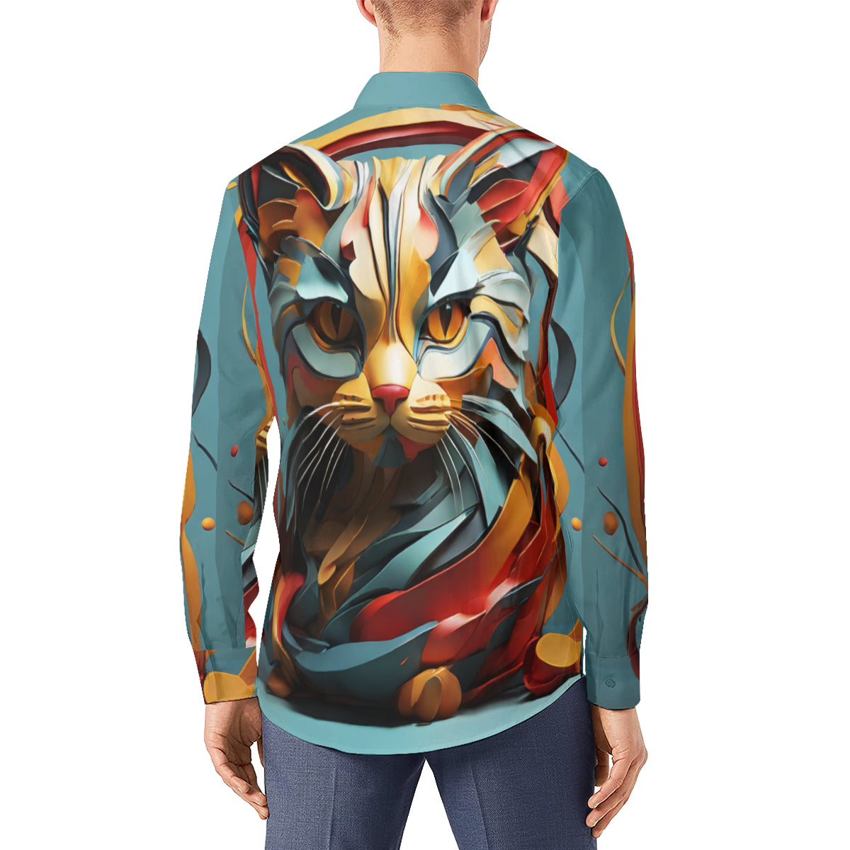 Abstract Cat Long Sleeves Men's Shirt
