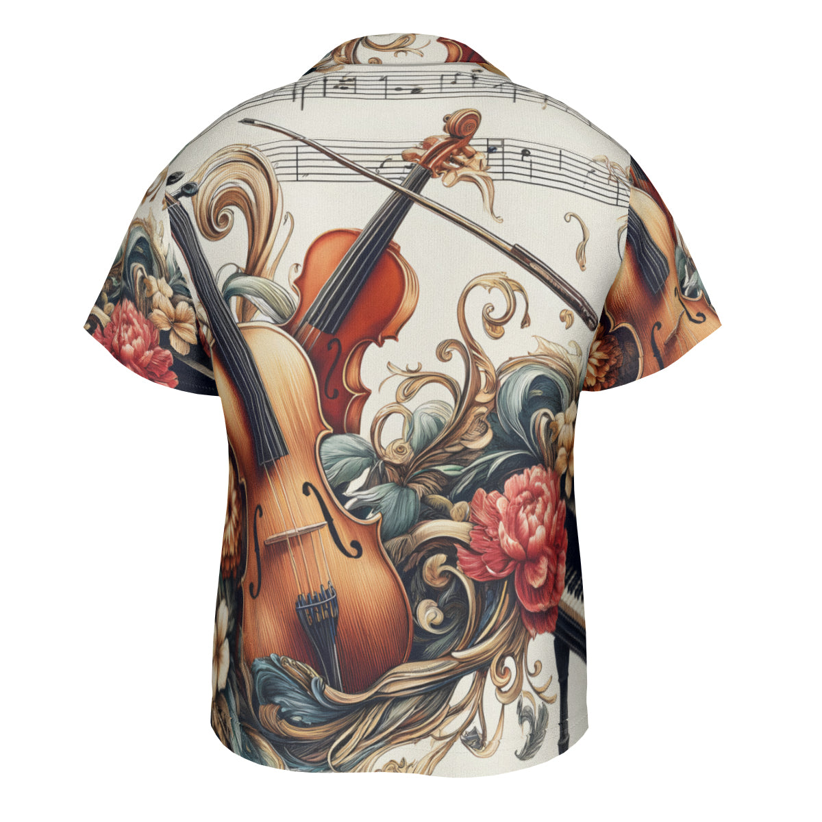Musical Floral Short Sleeves Men's Shirt