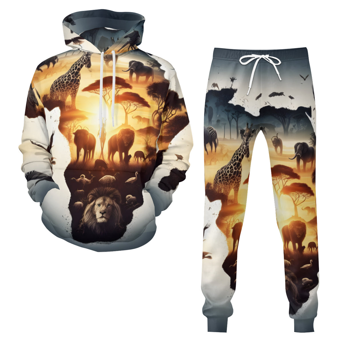 Africa Men's Adult Hoodie Set (Double-Layer Hood) | Health Fabric