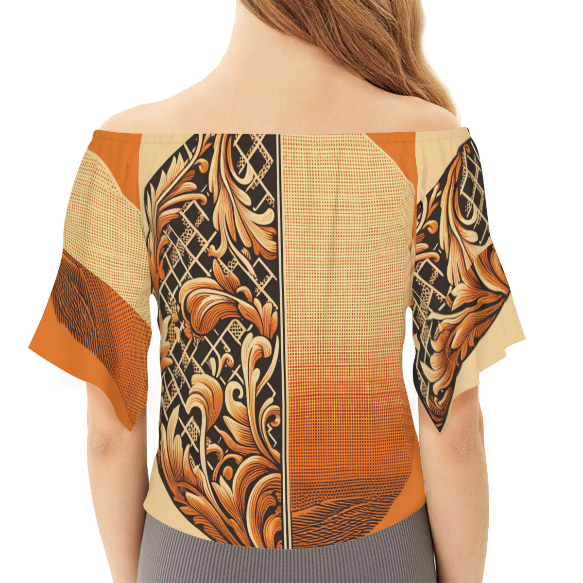 Orange Elegance One-Shoulder Tie Short Sleeves