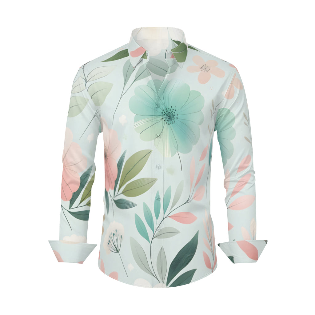 Minimalistic Floral Long Sleeves Men's Shirt
