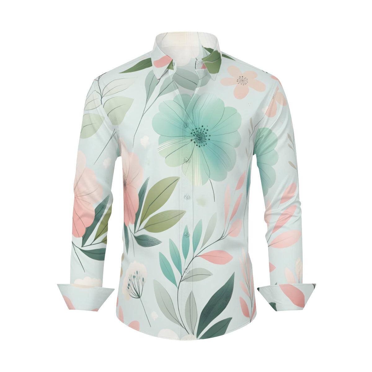 Minimalistic Floral Long Sleeves Men's Shirt