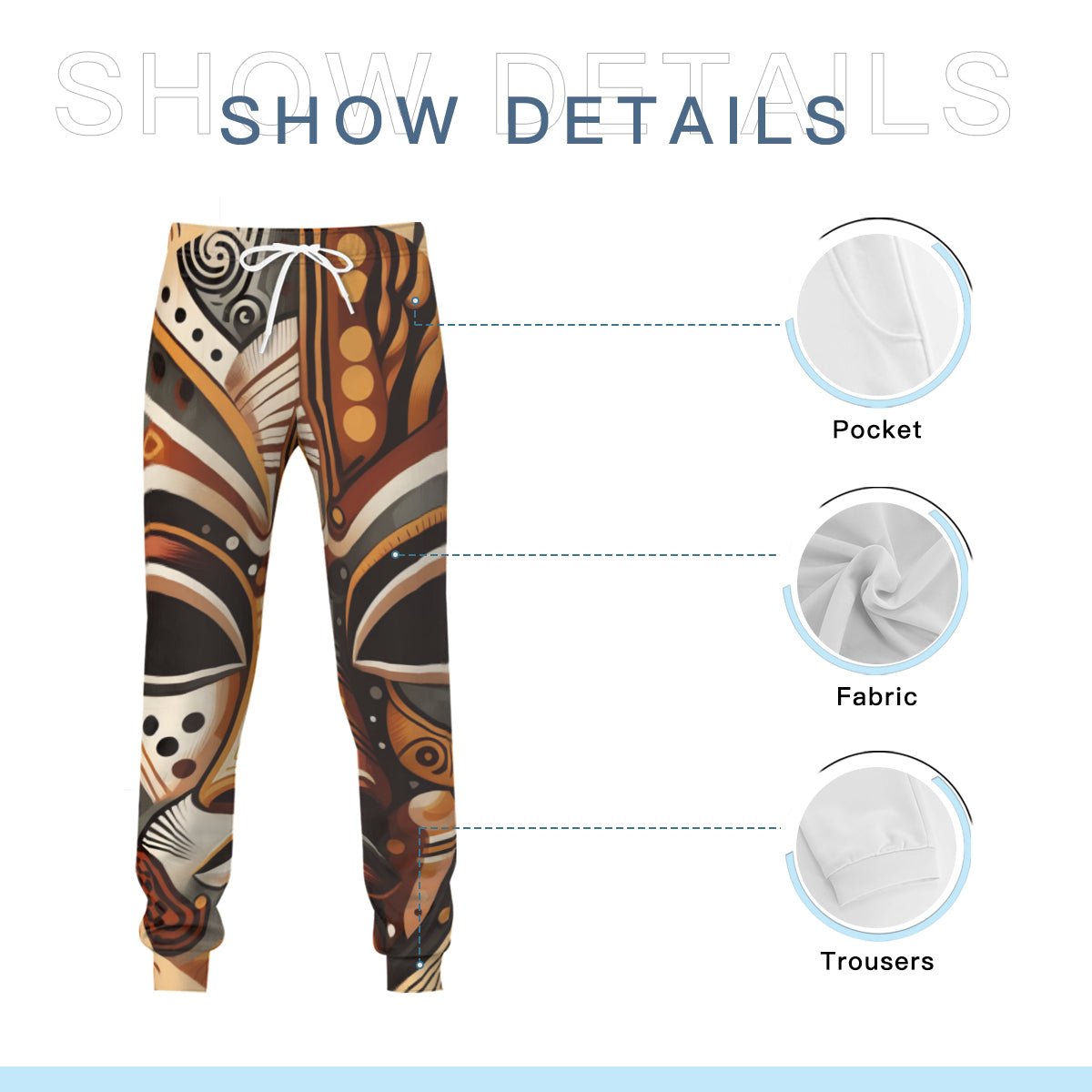 Abstract African Masks Men's Adult Hoodie Set (Double-Layer Hood) | Health Fabric