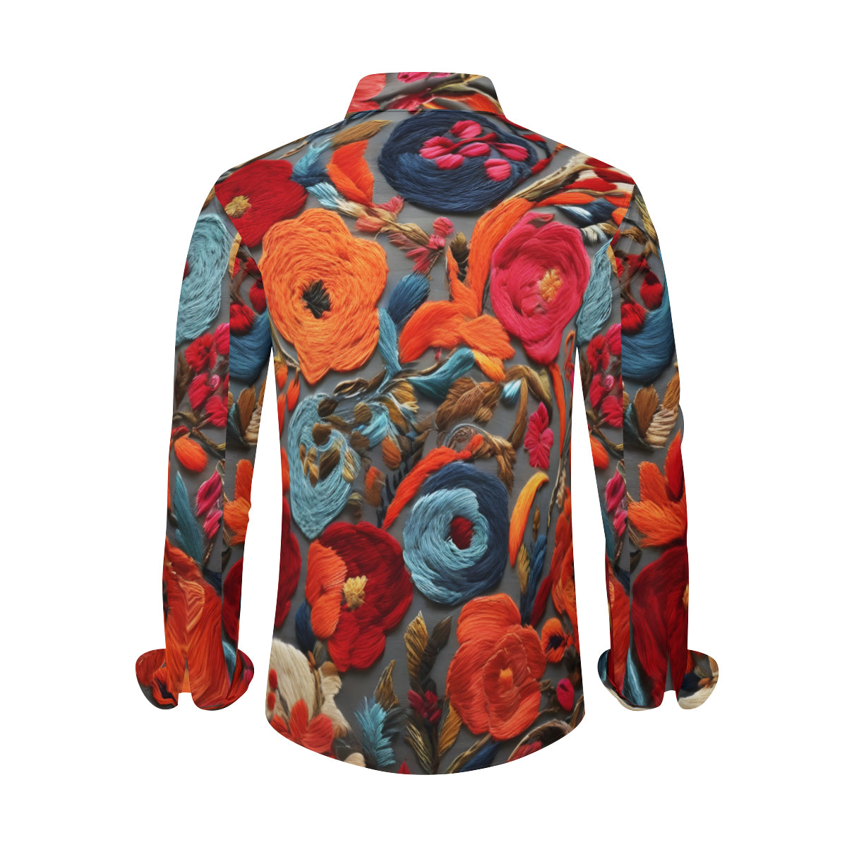Floral Men's Classic Long-Sleeved Shirt | Polyester