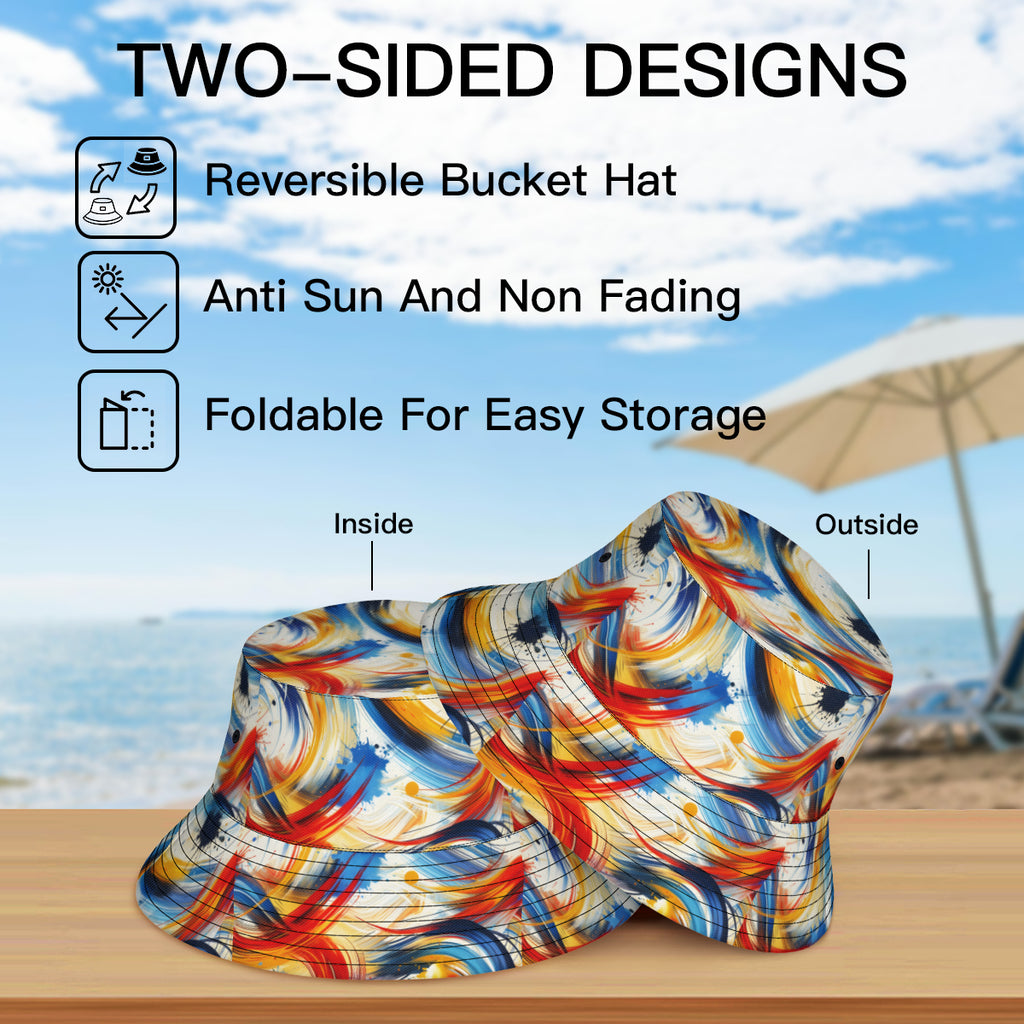 Brush Strokes Double-Sided Unisex Polyester Bucket Hat