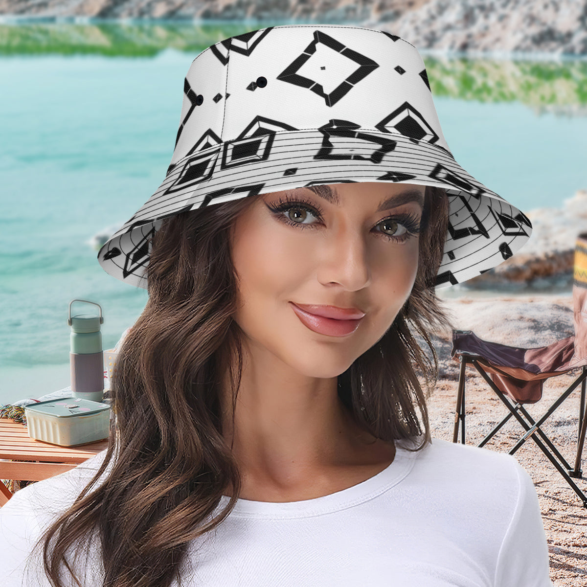 Black And White Double-Sided Unisex Polyester Bucket Hat