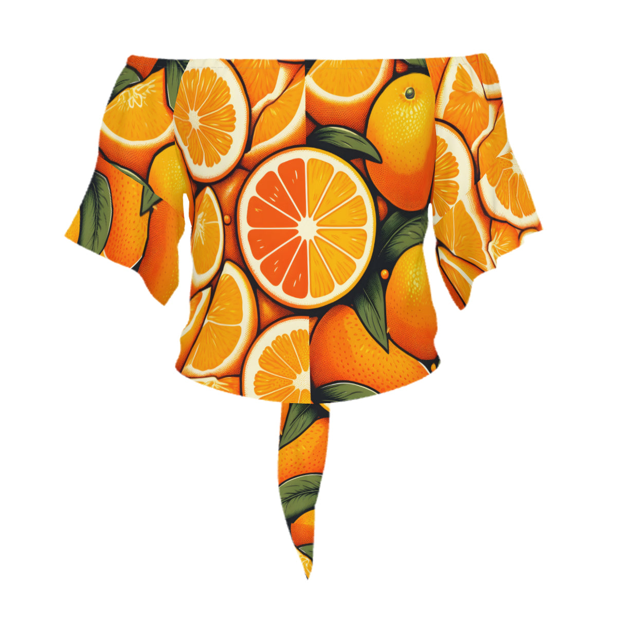Orange One-Shoulder Tie Short Sleeves