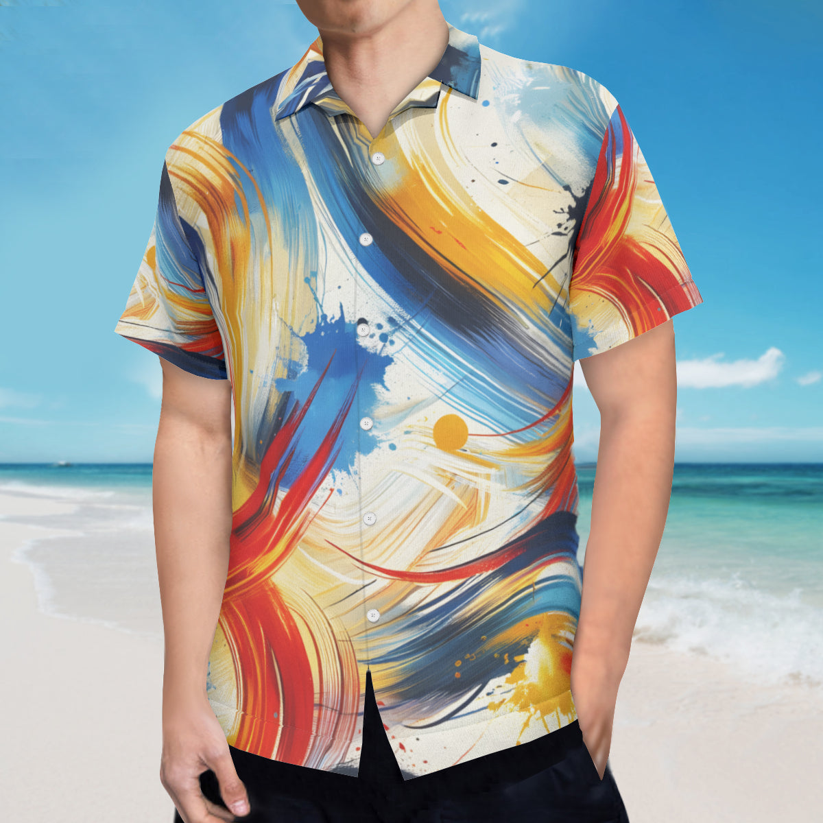 Brush Strokes Short Sleeves Men's Shirt