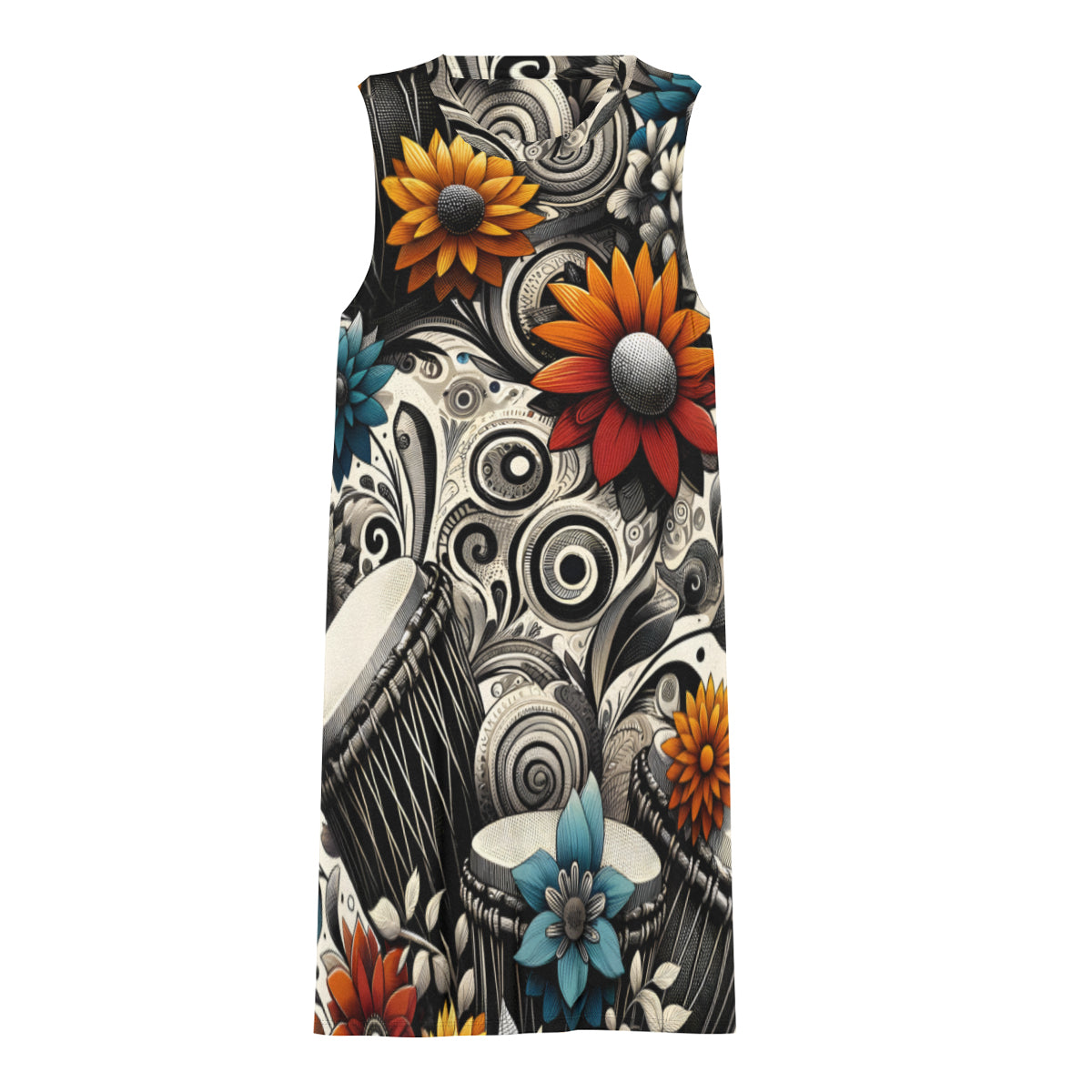 Music Floral Print Women's Casual Dress | Polyester
