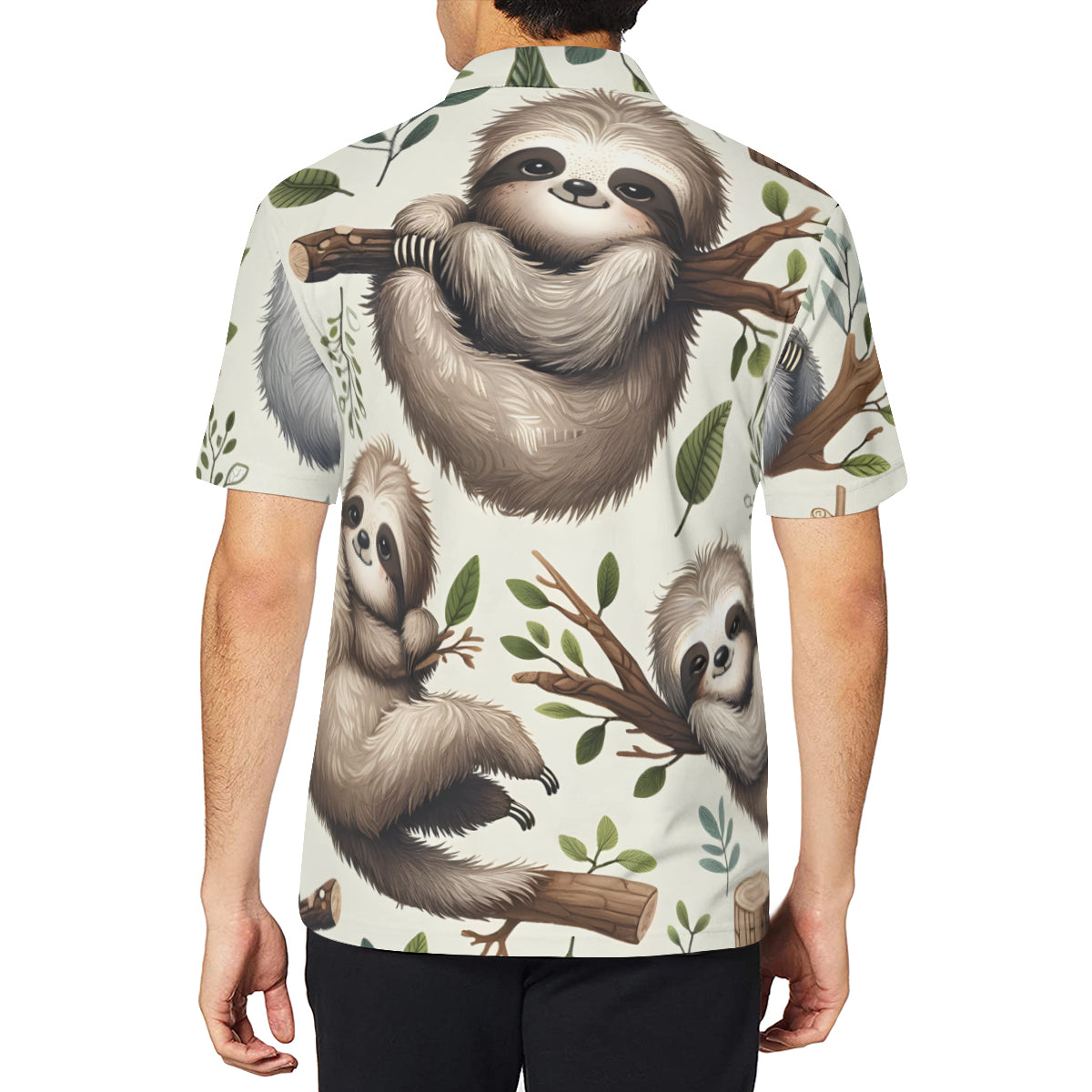 Sloth Men's Premium European Size POLO Shirt | 95% Polyester+5% Spandex
