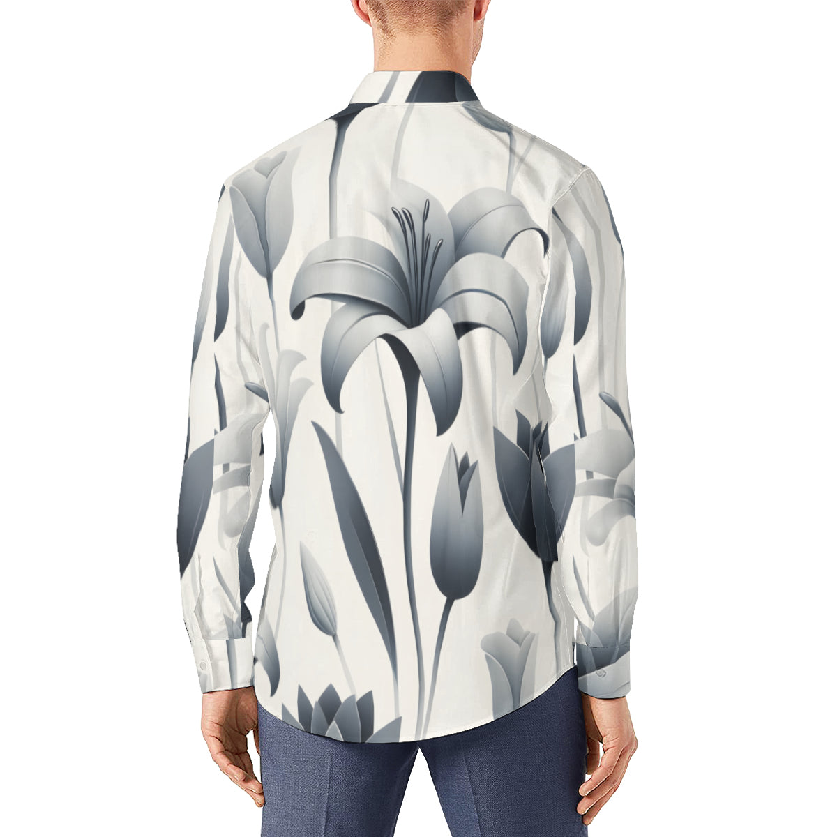 Minimalistic Floral Long Sleeves Men's Shirt