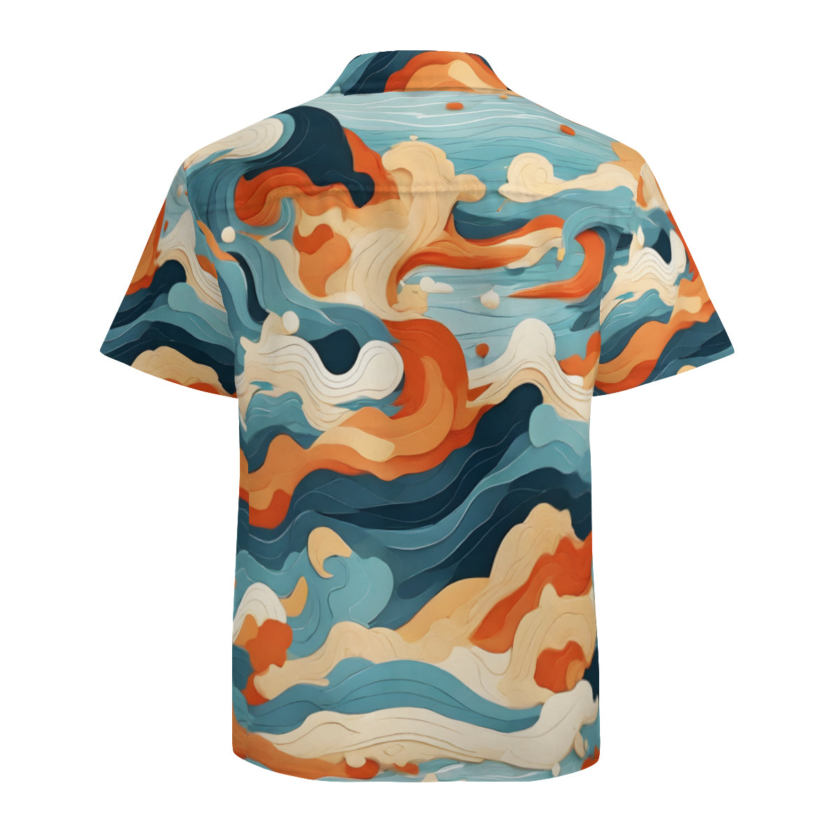 Wave Pattern Short Sleeves Men's Shirt