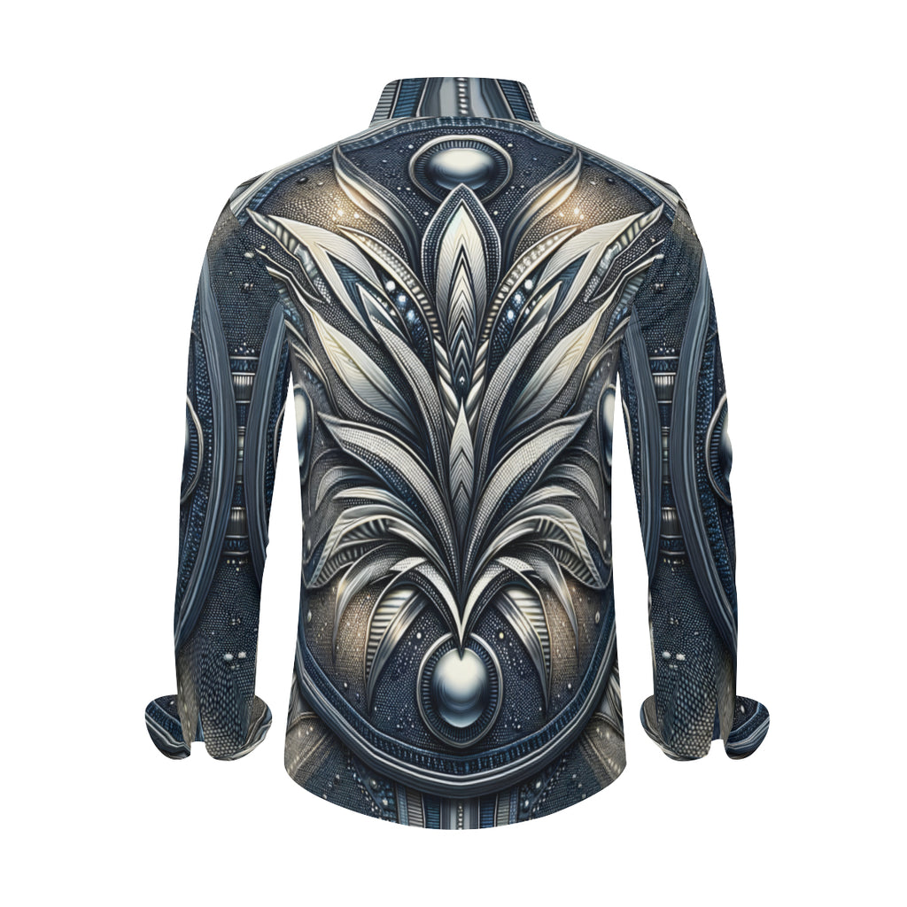 Metallic Denim Long Sleeves Men's Shirt