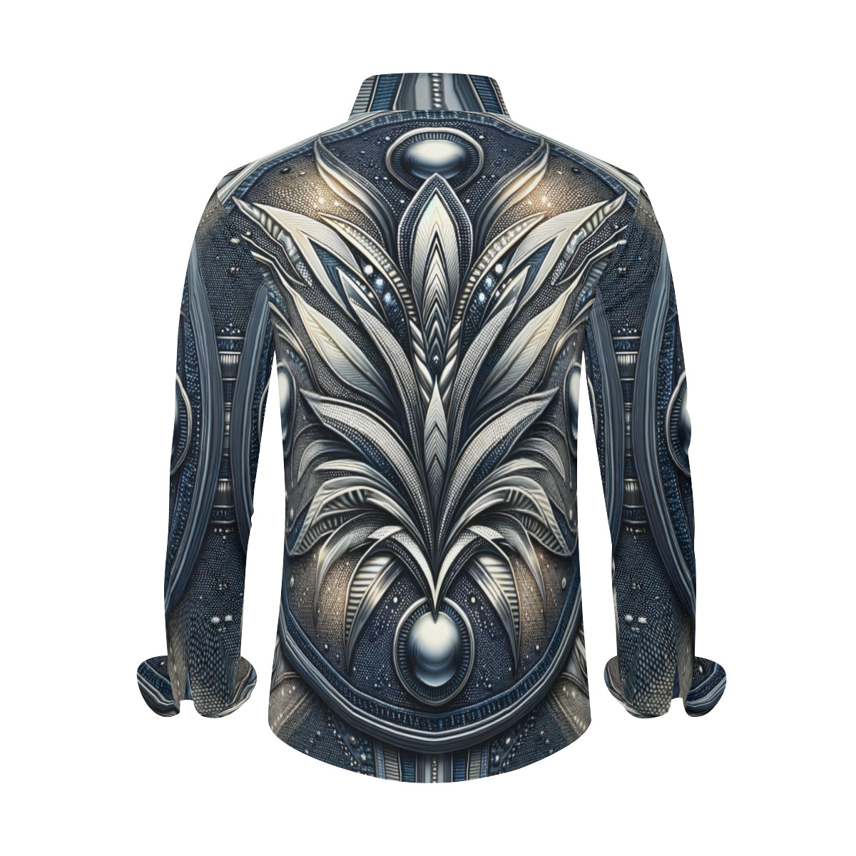 Metallic Denim Long Sleeves Men's Shirt