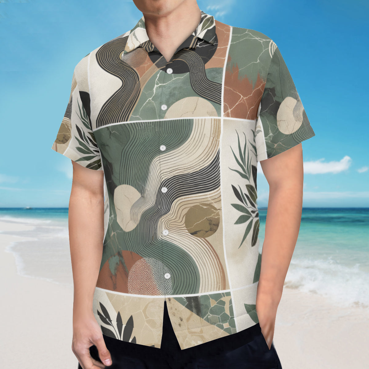 Abstract Short Sleeves Men's Shirt