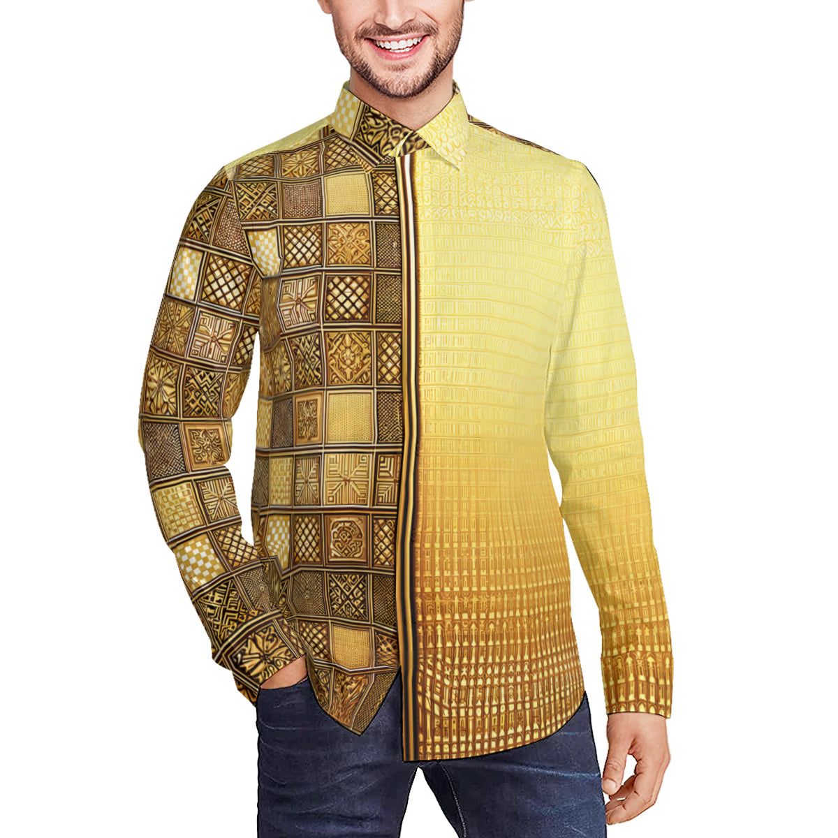 Golden Long Sleeves Men's Shirt