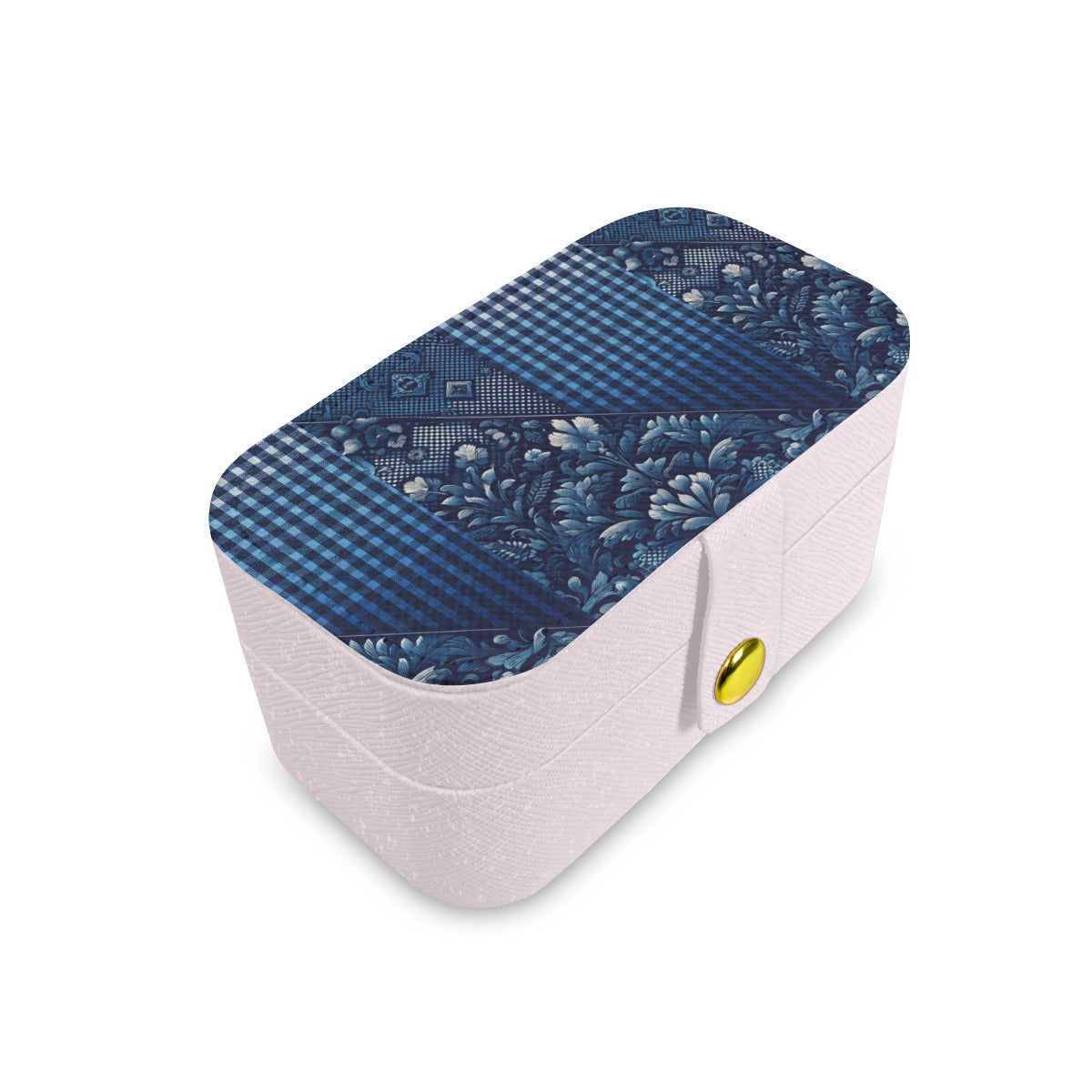 Denim Check Personalized Portable Jewelry Box