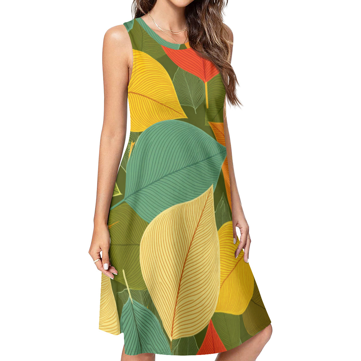 Autumn Floral Women's Casual Dress | Polyester