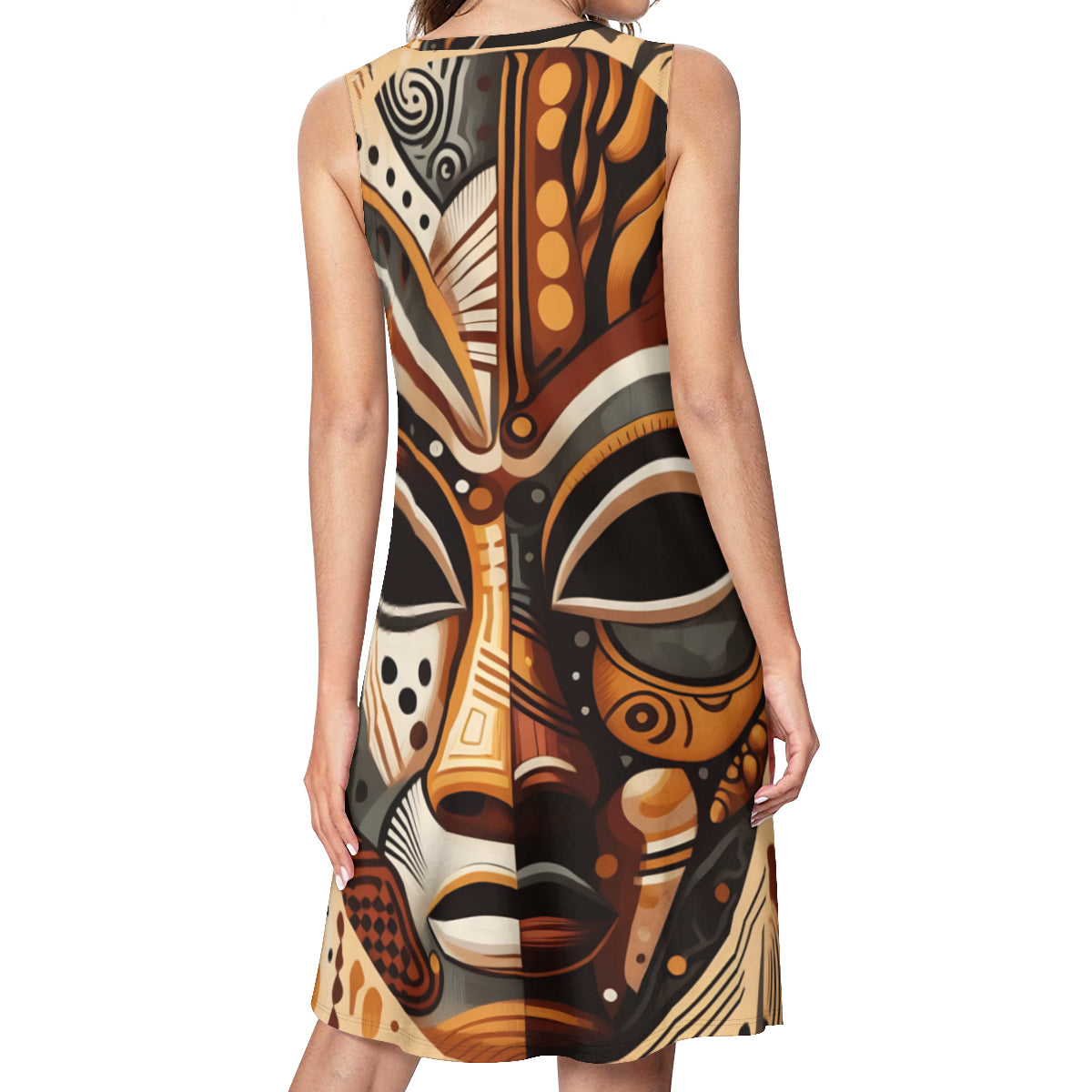 African Mask Women's Casual Dress | Polyester