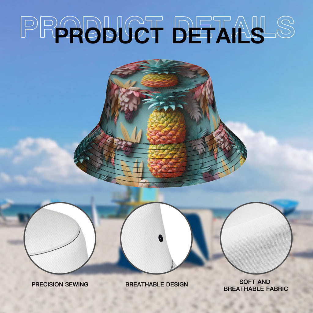 Pineapple Double-Sided Unisex Polyester Bucket Hat