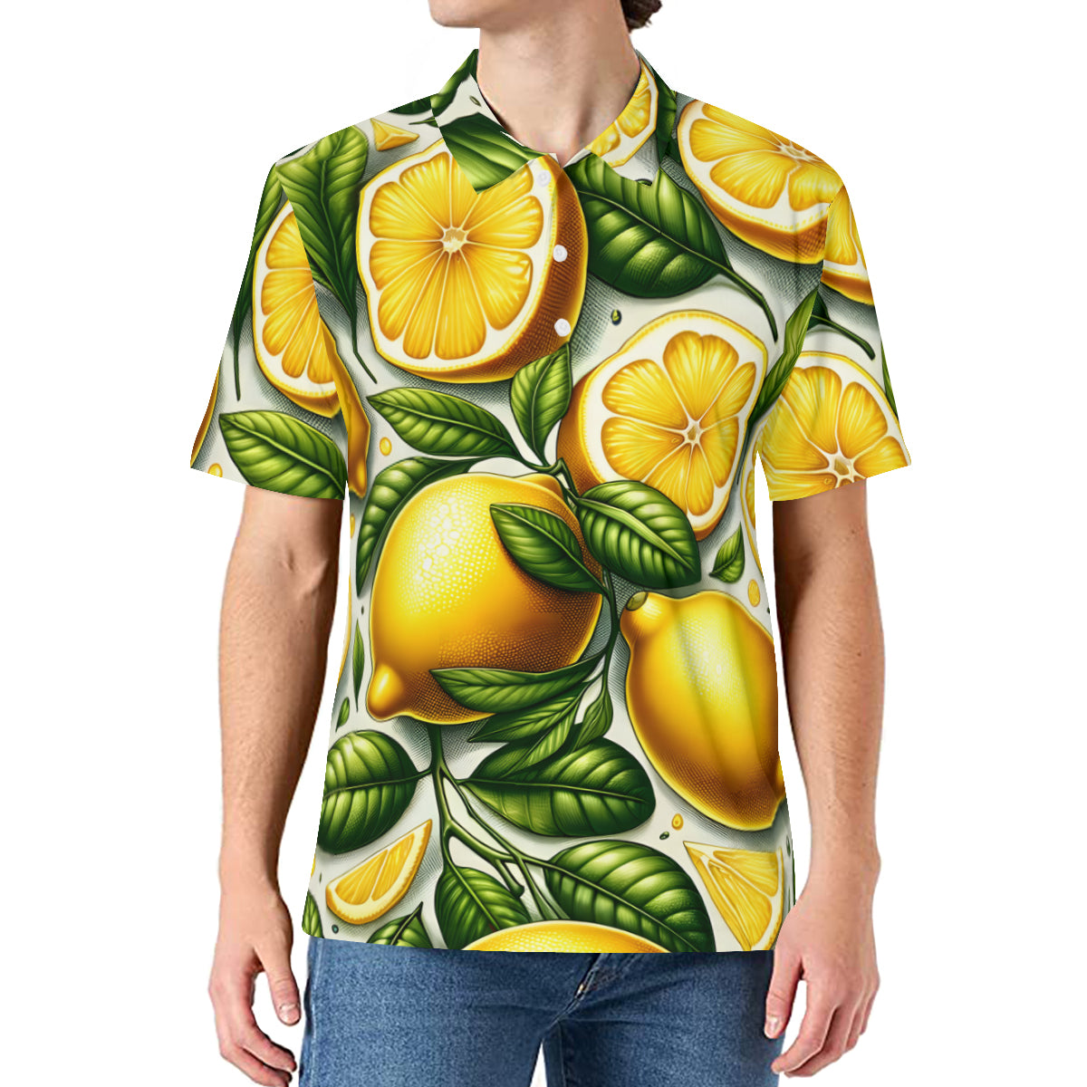 Lemon Men's Premium European Size POLO Shirt | 95% Polyester+5% Spandex