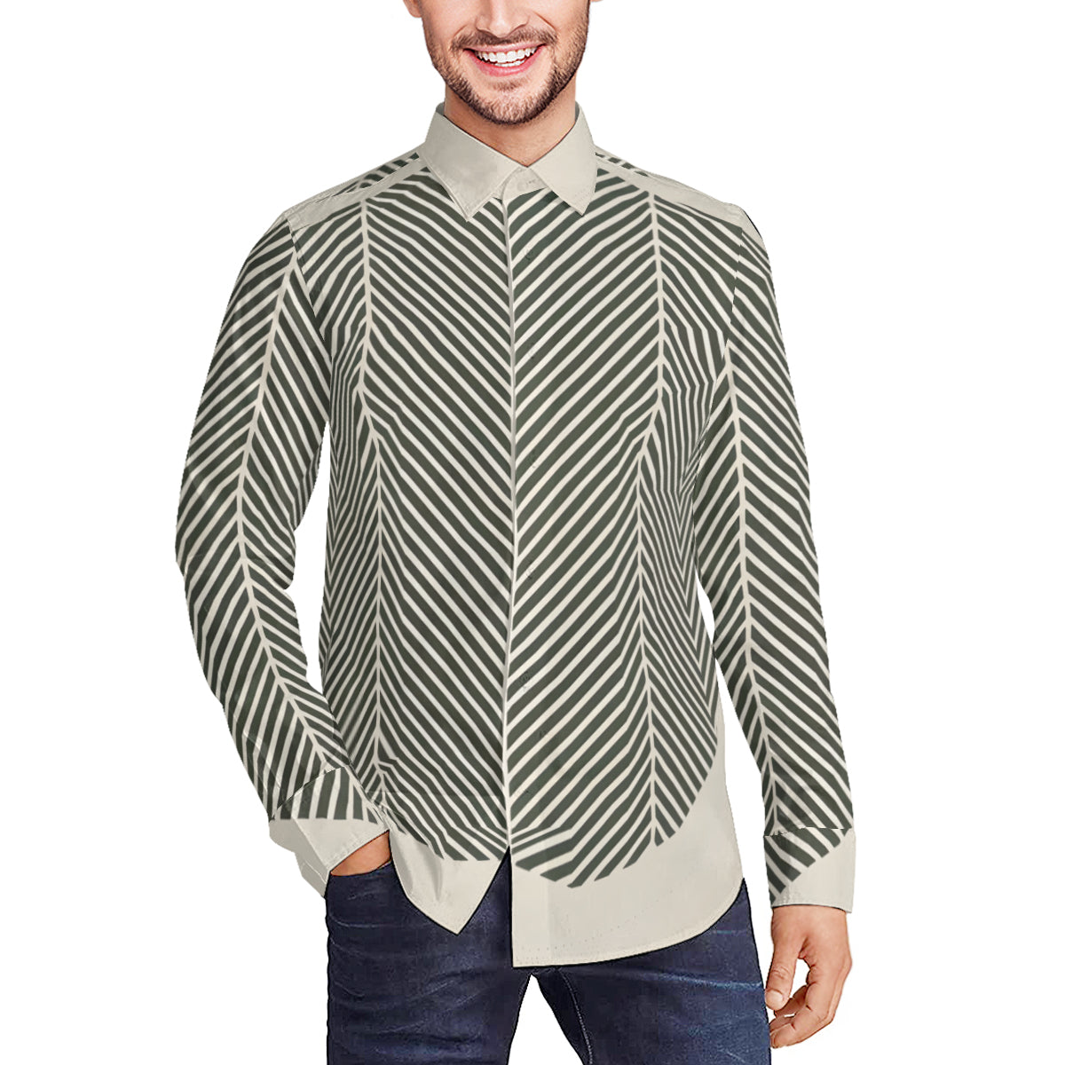 Minimalistic Geometric Long Sleeves Men's Shirt