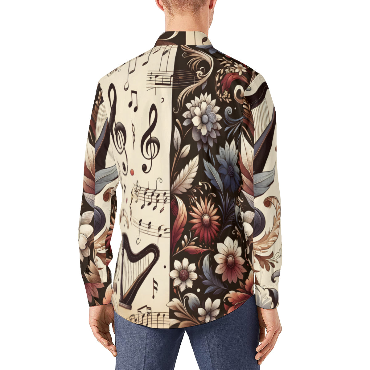 Musical Floral Long Sleeves Men's Shirt