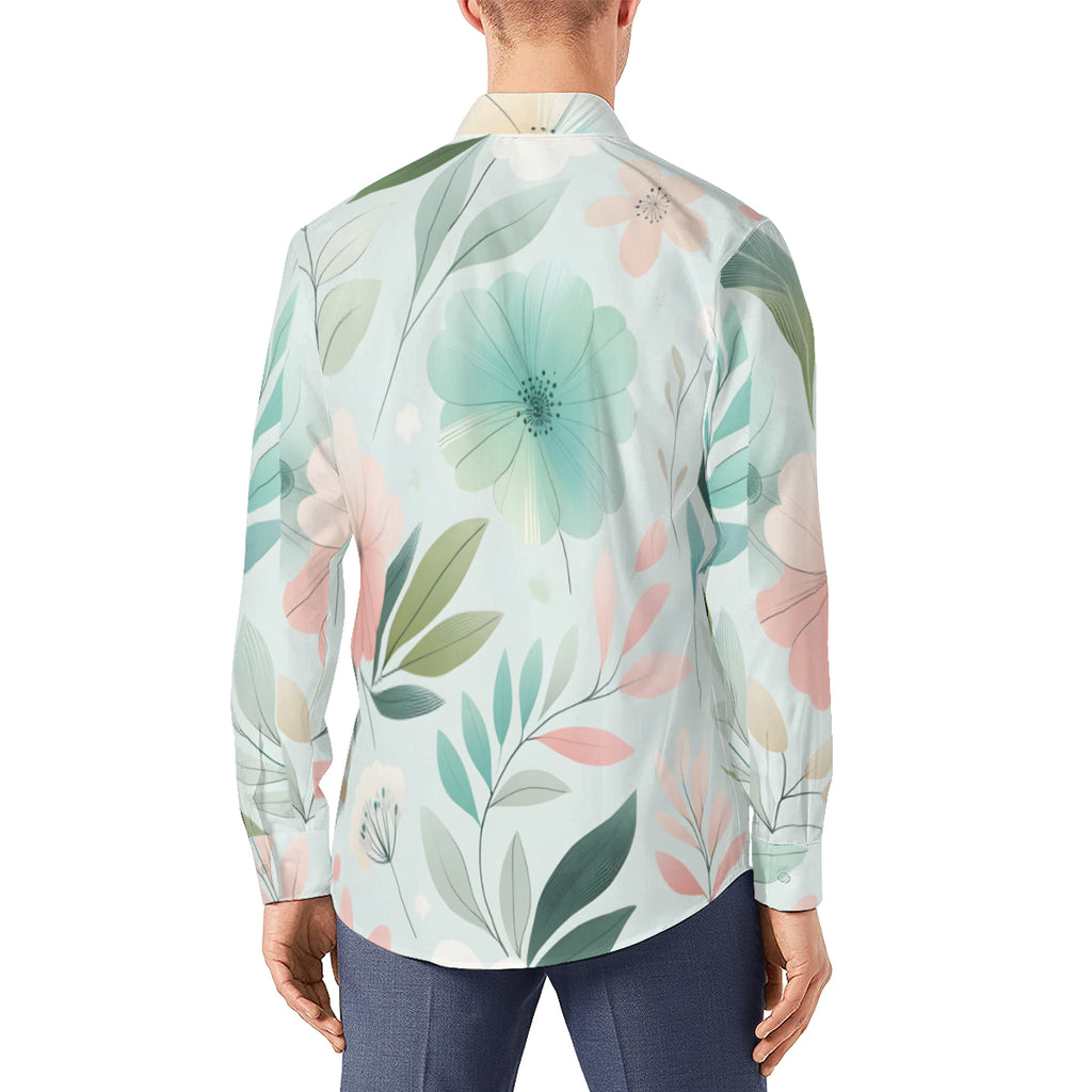 Minimalistic Floral Long Sleeves Men's Shirt