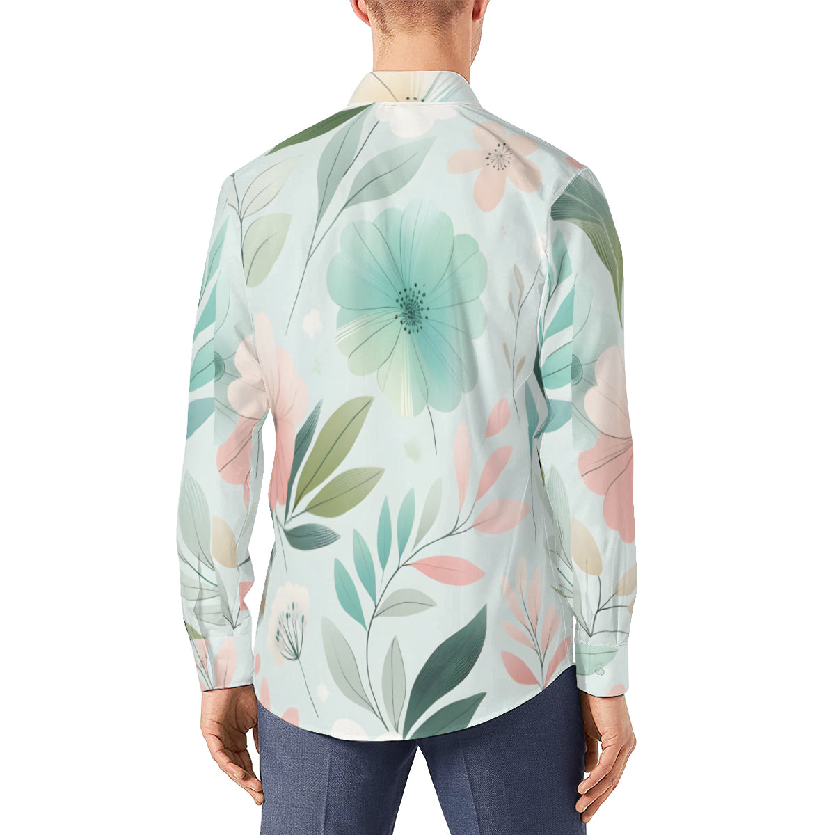 Minimalistic Floral Long Sleeves Men's Shirt