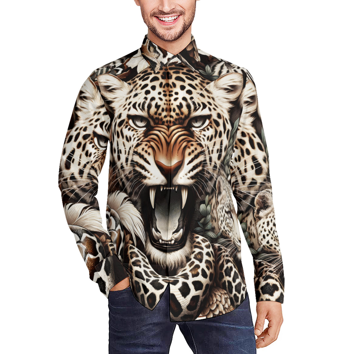 Leopard Long Sleeves Men's Shirt