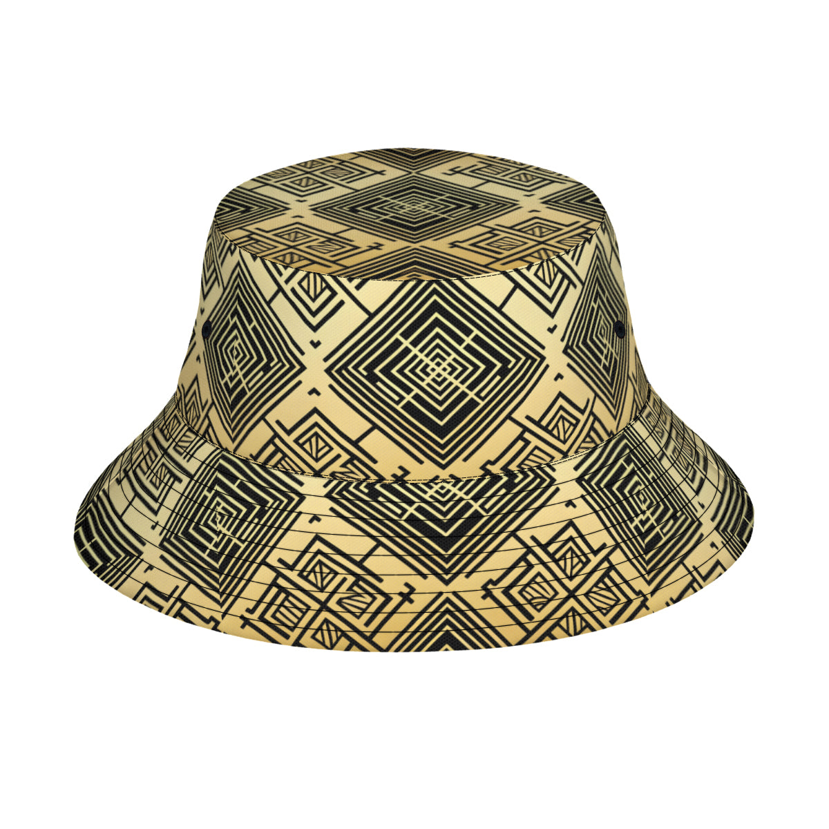 Golden Geometric Shapes Double-Sided Unisex Polyester Bucket Hat