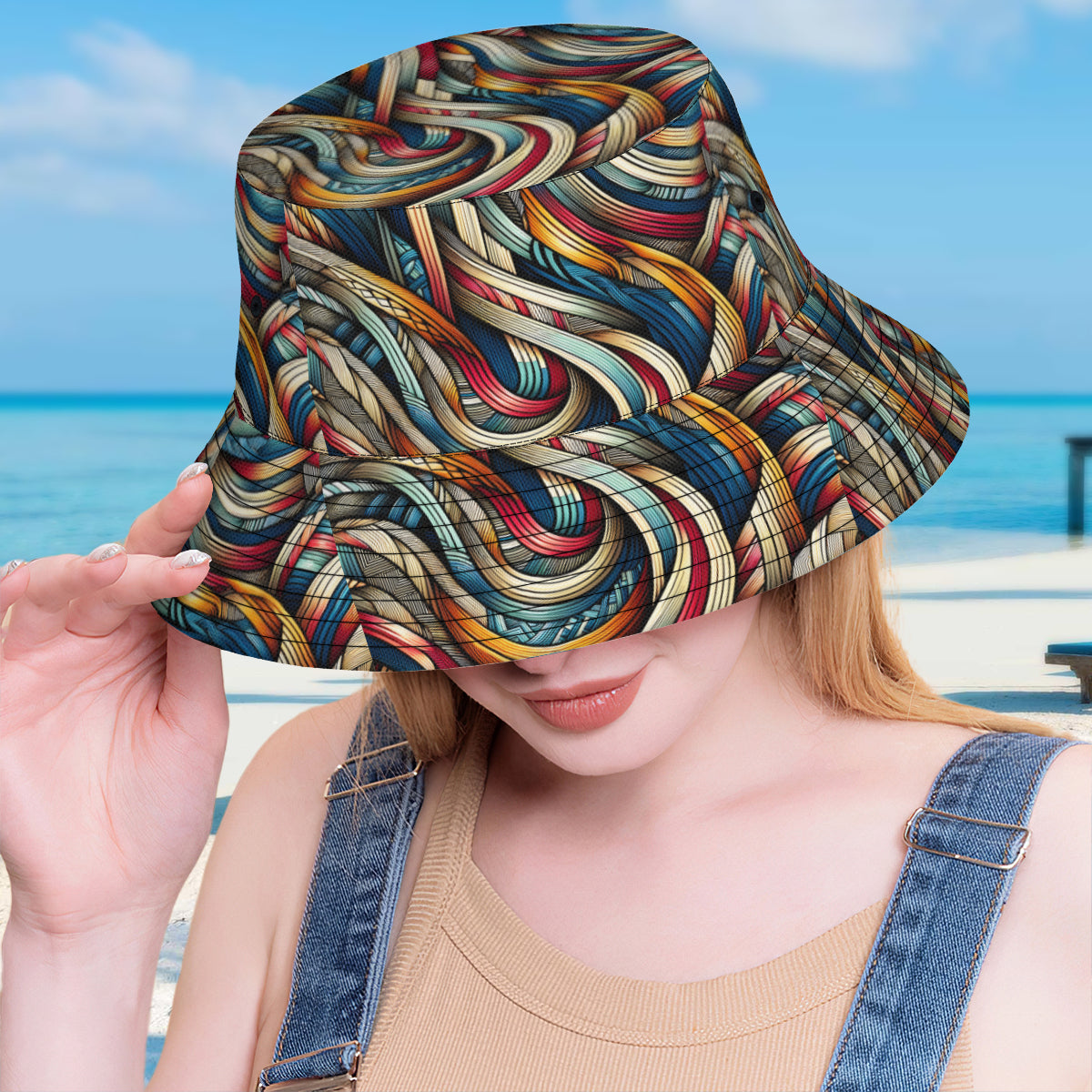 Abstract Double-Sided Unisex Polyester Bucket Hat