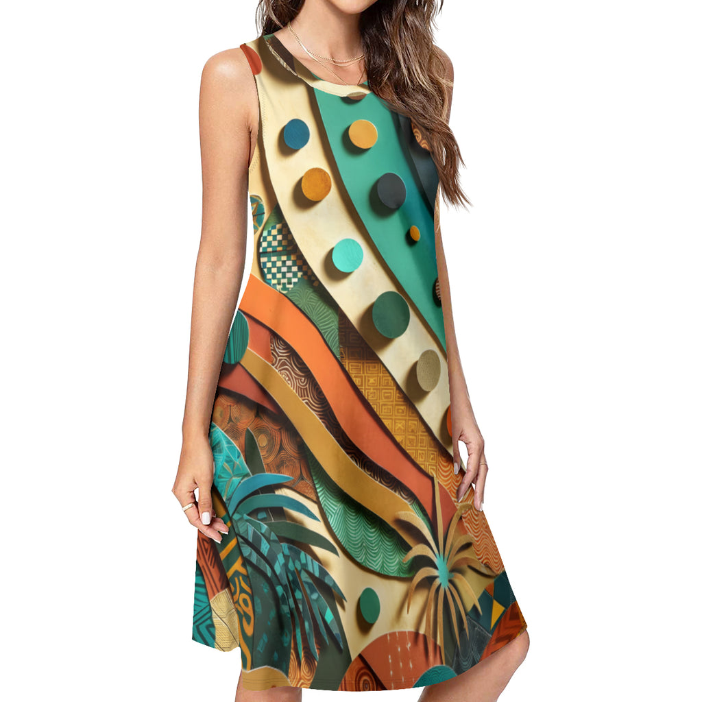 Paper Collage Women's Casual Dress | Polyester
