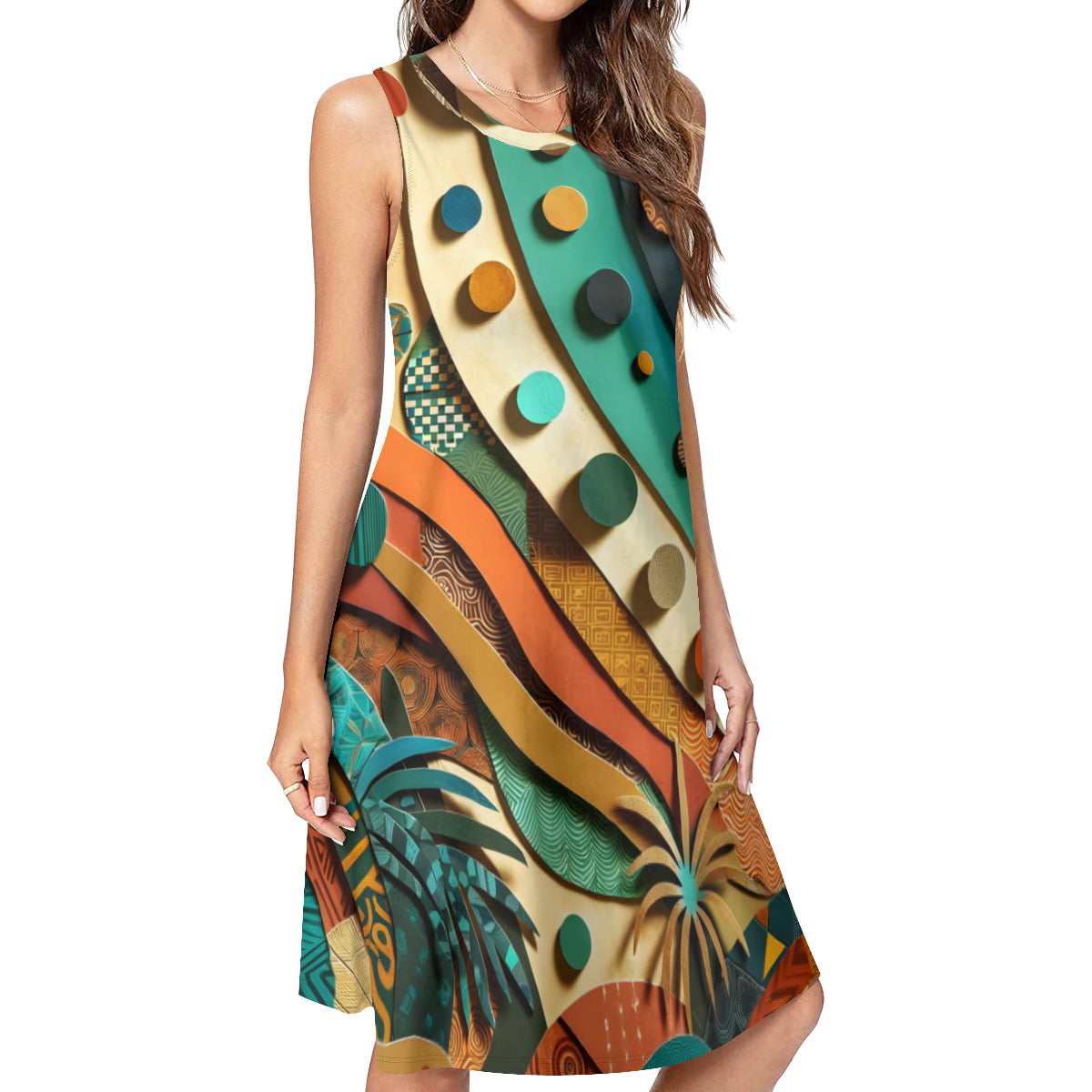 Paper Collage Women's Casual Dress | Polyester